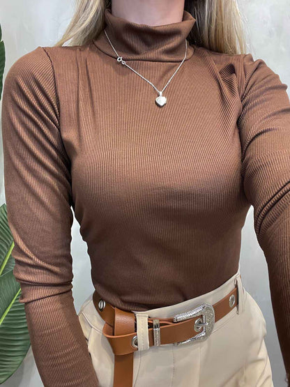 Body Feminino em Ribana Manga Longa e Gola Alta Jeniffer Frete Grátis