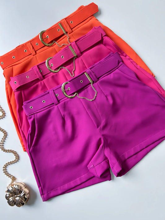 Short Feminino em Alfaiataria com Cinto Suelen Frete Grátis.