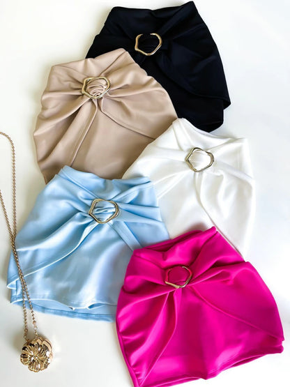 Short Saia Feminino em Neoprene Com Fivela Tamara Ref. 1389. FRETE GRÁTIS