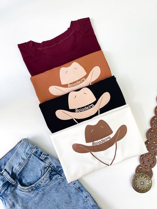 T-Shirt Feminina Estampada Boiadeira Frete Grátis.