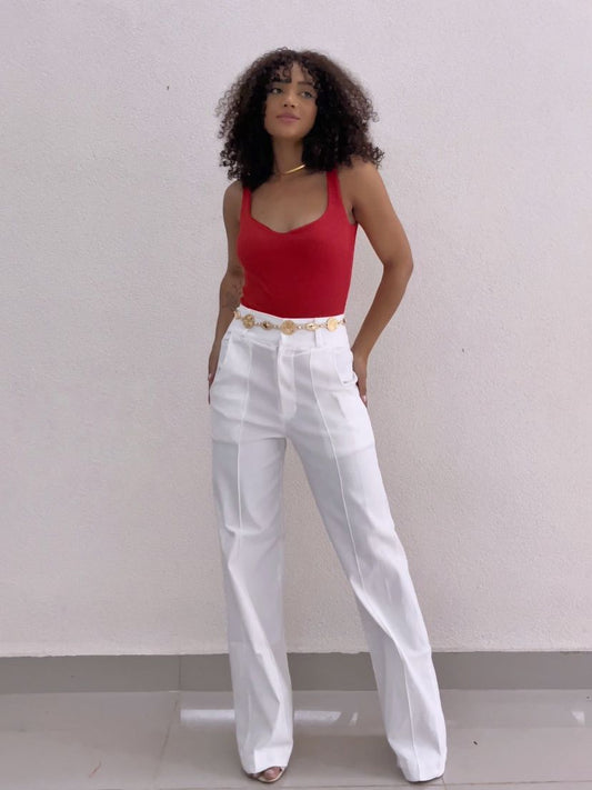 Calça Feminina Pantalona Alfaiataria Bengaline Aline Frete Grátis.