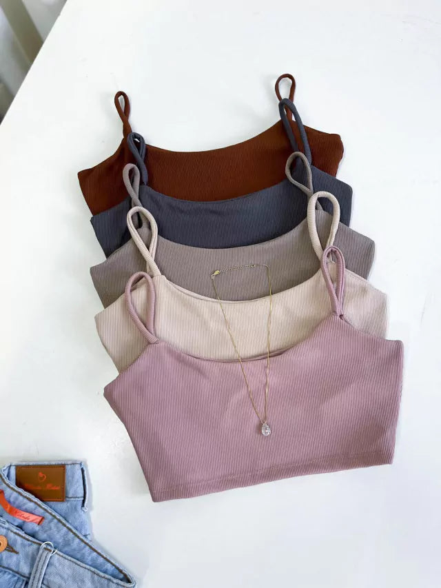 Cropped em Ribana Alça Fina Tiane Ref. 991. FRETE GRÁTIS