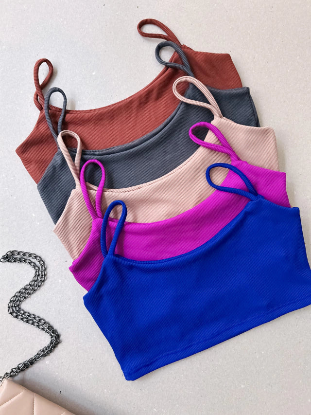 Cropped em Ribana Alça Fina Tiane Ref. 991. FRETE GRÁTIS