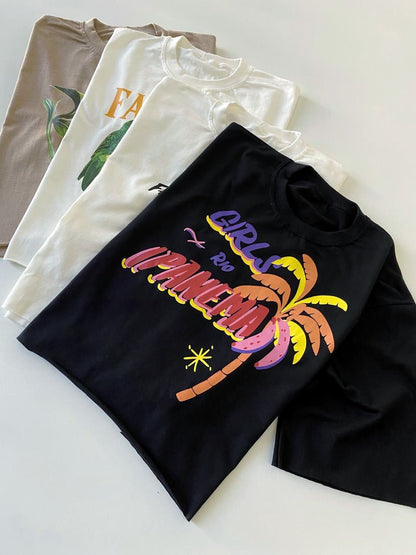 Cropped T-Shirt Oversized Estampada Rio Ref. 909. FRETE GRÁTIS