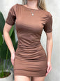Vestido Curto em Suplex Manga Curta e Costas Nua Amanda Frete Grátis.