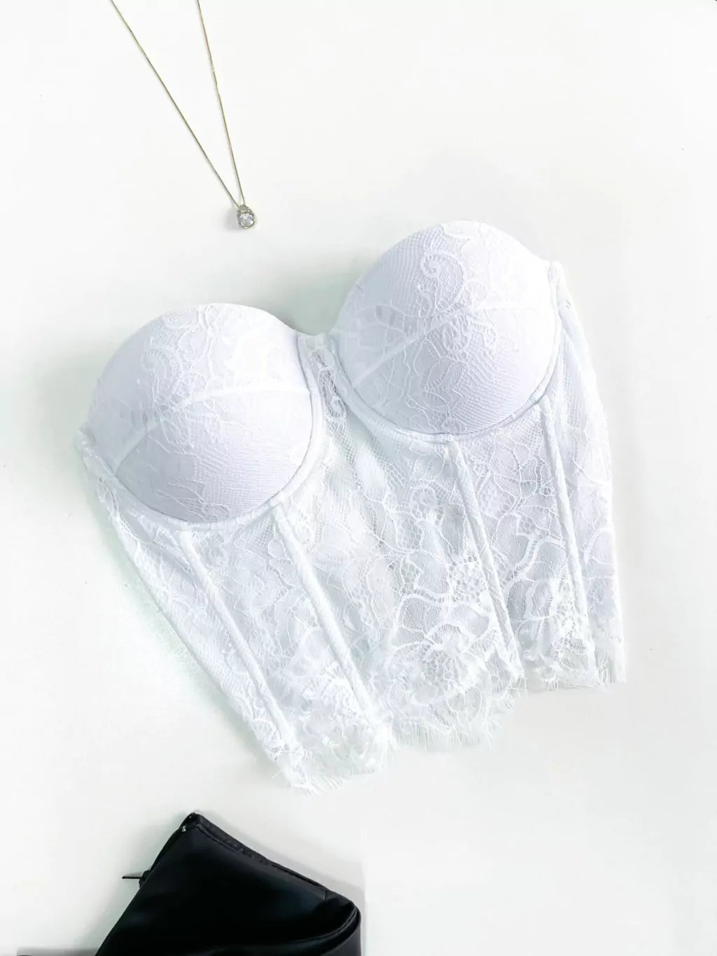 Cropped Feminino Corset Renda Suzane ref.1160. FRETE GRÁTIS