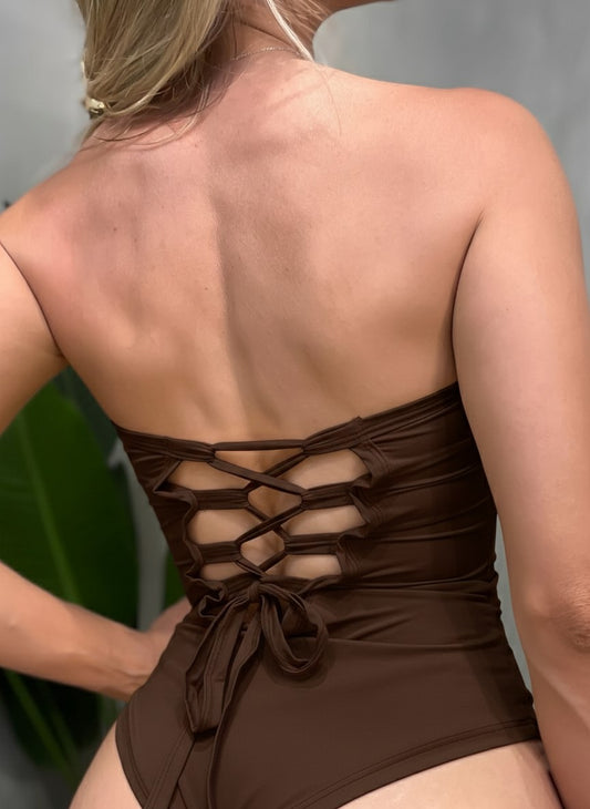 Body em Poliamida sem Alça com Amarração Karen Ref. 1824. FRETE GRÁTIS