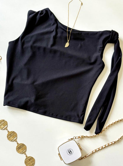 Cropped em Malha Romantic Zara com Amarração no Ombro Joana Ref. 1853. FRETE GRÁTIS