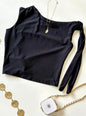 Cropped em Malha Romantic Zara com Amarração no Ombro Joana Ref. 1853. FRETE GRÁTIS