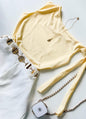 Cropped em Malha Romantic Zara com Amarração no Ombro Joana Ref. 1853. FRETE GRÁTIS