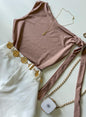 Cropped em Malha Romantic Zara com Amarração no Ombro Joana Ref. 1853. FRETE GRÁTIS