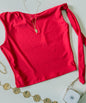 Cropped em Malha Romantic Zara com Amarração no Ombro Joana Ref. 1853. FRETE GRÁTIS