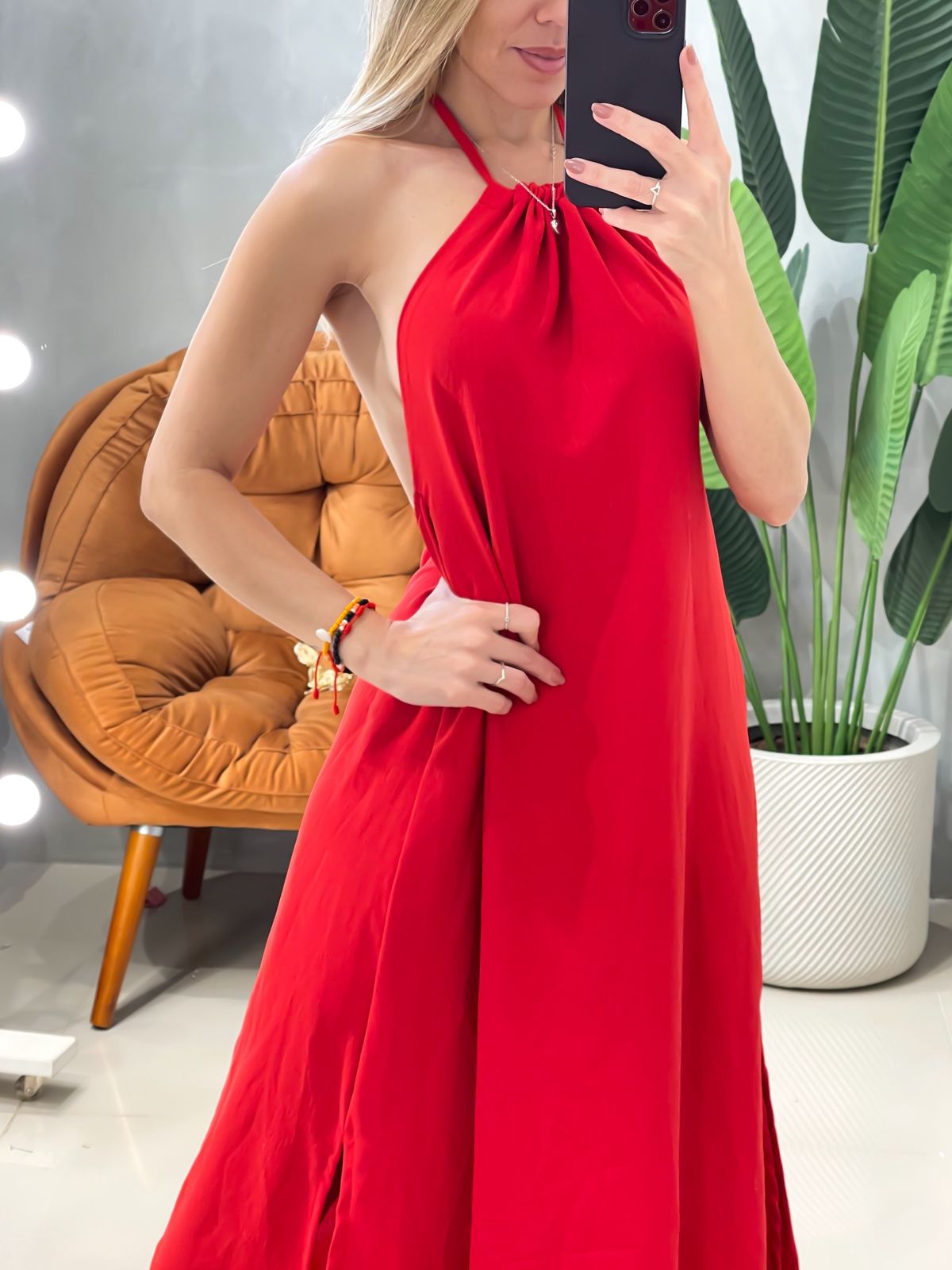 Vestido Longo em Duna Frente Única e Costas Nua Kelly Ref. 1852. FRETE GRÁTIS