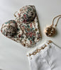 Cropped Corset Estampado com Renda Sabrina Ref. 1859. FRETE GRÁTIS